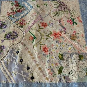 Vintage Crazy Quilt Small 23"x22" Wall hanging